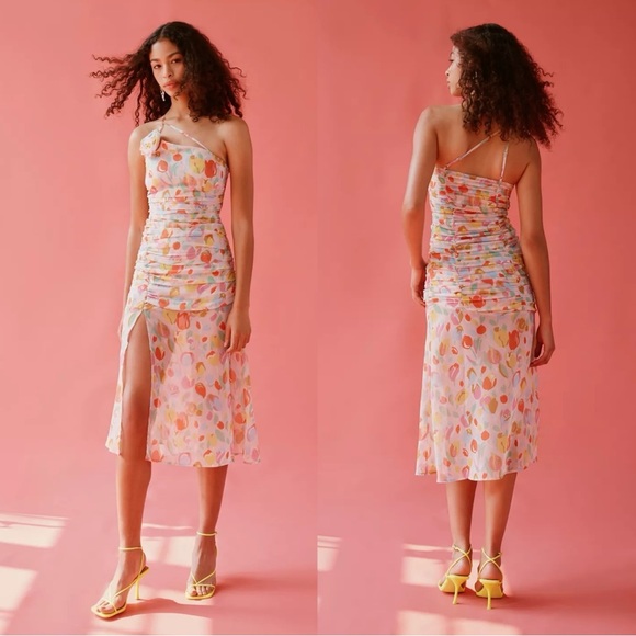 For Love & Lemons Desmona Floral Midi Dress Size Medium NWT Dainty Coquette - Picture 3 of 17